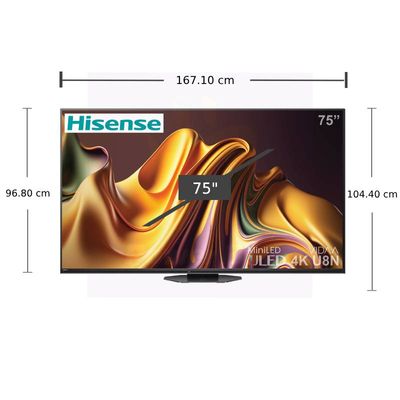 HISENSE ทีวี 75U8N สมาร์ททีวี 75 นิ้ว 4K ULED Mini-LED รุ่น 75U8N ปี 2024