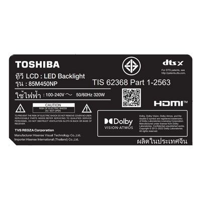 TOSHIBA ทีวี 85M450NP Google TV 85 นิ้ว 4K UHD QLED รุ่น 85M450NP ปี 2024