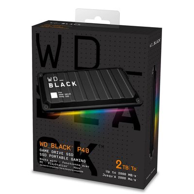 WD BLACK P40 Game Drive SSD External Hard Drive (2TB, Black) WDBAWY0020BBK-WESN