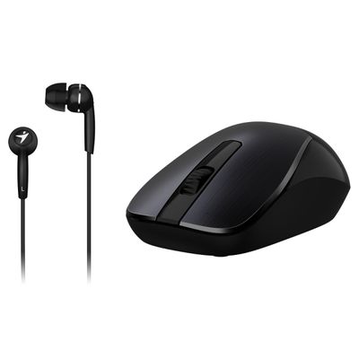 GENIUS Wireless Mouse+In-Ear Wire Headphone (Black) MH-7018