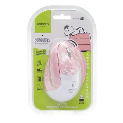 ANITECH เมาส์ไร้สาย Snoopy (สี Pink) รุ่น SNP-W235-Pi