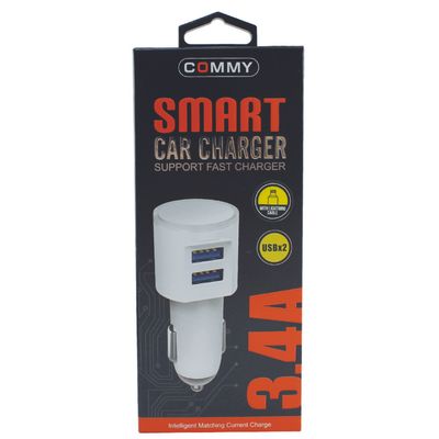 COMMY Car Charger Adapter (3.4A, White) CCU 3.4A MICRO
