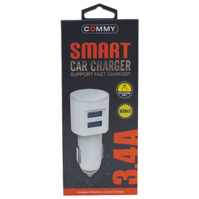COMMY Car Charger Adapter (3.4A, White) CCU 3.4A 8 PIN