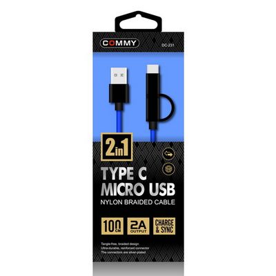 COMMY Charging Cable (1 M, Blue) DC 231 2 IN 1