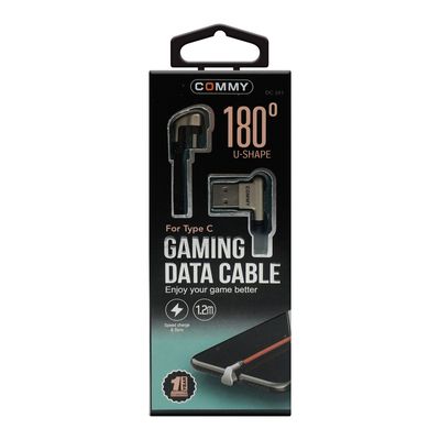 COMMY Type-C Cable (1.2 M,Black) Gaming Data Cable DC241 for Type C