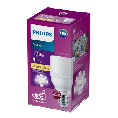 PHILIPS หลอดไฟ LED (13 วัตต์,E27) รุ่น LED Bright 13W 3000K