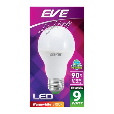 EVE หลอดไฟแอลอีดี (9 วัตต์, E27, Warm White) รุ่น LED A60 9W/WW