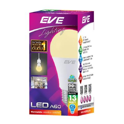 EVE หลอดไฟแอลอีดี (13 วัตต์, E27, Warm White) รุ่น LED A60 13W/WW