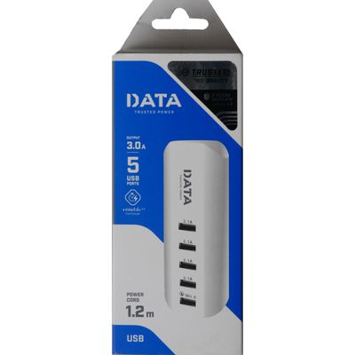 DATA Power Strip (USB 5 outlets, 1.2M, White) USB FAST CHARGE