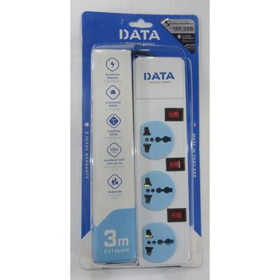 DATA Power Strip (3 outlets, 3 switche, 3M, White/Blue) GB536