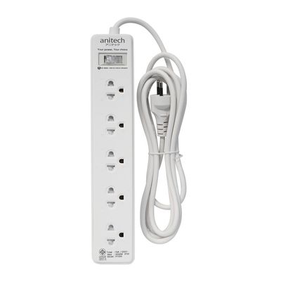 ANITECH Power Strip (5 Outlet, WHite) H1055 WH