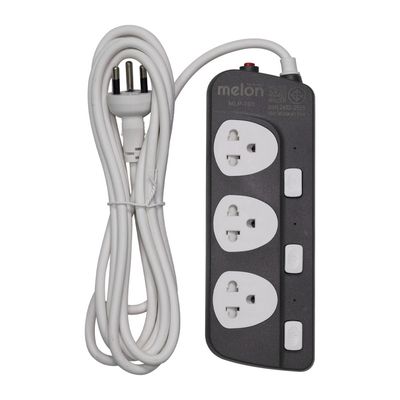 MELON Power Strip (3 Outlet, 3 Switch, 3M, Black) MLP-703 3M BLACK