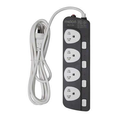 MELON Power Strip (4 Outlet, 4 Switch, 5M, Black) MLP-704 5M BLACK