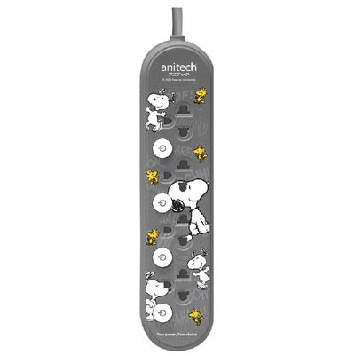 ANITECH Power Strip (4 Outlet, 4 Switch, 3M, Grey) SNP-H3534-GY