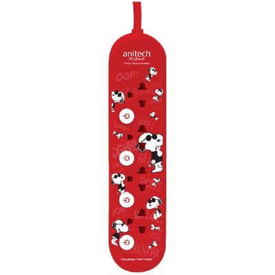 ANITECH Power Strip (4 Outlet, 4 Switch, 3M, Red) SNP-H3534-RD