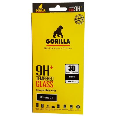 GORILLA Screen Protector for iPhone 7 Plus (Black) 3D Real Curved