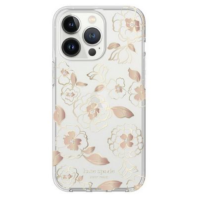 KATESPADE เคสใส Protective Hardshell Case สำหรับ iPhone 14 Pro Max (ลาย Gold Floral)