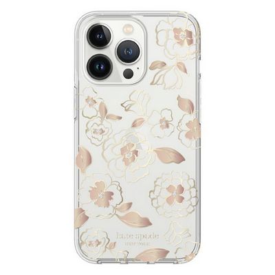 KATESPADE Protective Hardshell Case for iPhone 14 Plus (Gold Floral) KSIPH-224-GFL