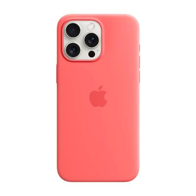 APPLE เคสซิลิโคนสำหรับ iPhone 15 Pro Max พร้อม MagSafe (สีชมพูกวาวา)