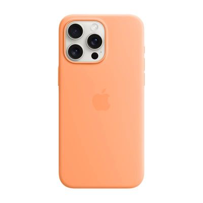 APPLE เคสซิลิโคนสำหรับ iPhone 15 Pro Max พร้อม MagSafe (สีส้มซอร์เบ)