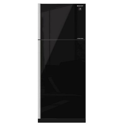 SHARP Double Doors Refrigerator (14.4 Cubic, Black Glass) SJ-X410GP-BK