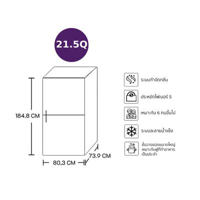 TOSHIBA Double Door Refrigerator (21.5 Cubic, Glass Black ) GR-AG66KA (XK)