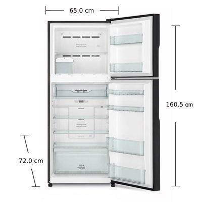 HITACHI Double Doors Refrigerator (12 Cubic, Glass Black) R-VGX350PF GBK