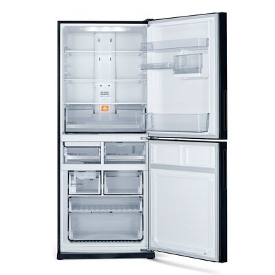 MITSUBISHI ELECTRIC HS Series Double Doors Refrigerator 14.9 Cubic Inverter (Glass Briliant Black) MR-HGS46EX-GBK