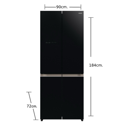 HITACHI 4 Doors Refrigerator (20.1 Cubic, Glass Black) R-WB640VF GBK