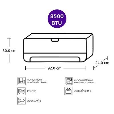 DAIKIN แอร์ติดผนัง Zetas (8500 BTU, Inverter) รุ่น FTKZ09VV2S/RKZ09VV2