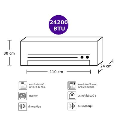 DAIKIN แอร์ติดผนัง Zetas (24200 BTU, Inverter) รุ่น FTKZ24VV2S+RKZ24VV2S