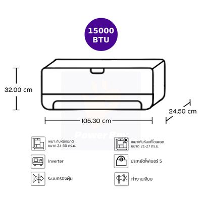 CARRIER แอร์ติดผนัง XInverter Plus I 15000 BTU Inverter สี Stylish Black รุ่น 42TVAB016-B-I + ท่อ