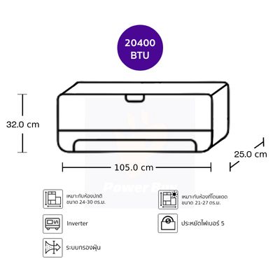 CARRIER แอร์ติดผนัง Copper 11 20400 BTU Inverter รุ่น 42TVEA024