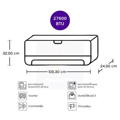 CARRIER แอร์ติดผนัง X Inverter Plus Series 27600 BTU Inverter (สีเขียว) รุ่น 42TVAB030A-G-I + ท่อ PPK3858