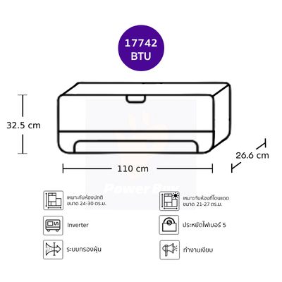 MITSUBISHI ELECTRIC Air Conditioner 17742 BTU Super Inverter (White) MSY-GY18VF + Pipe MAC2304