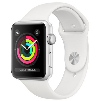 APPLE Watch Series 3 GPS (42mm, Silver Aluminum Case, White Sport Band)