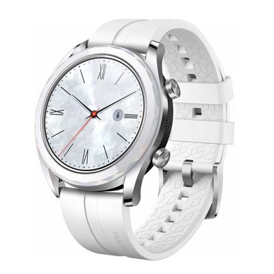 HUAWEI สมาร์ทวอทช์ (42mm.,ตัวเรือนสีสเตนเลสสตีล,สายสีขาว) รุ่น Watch GT Elegant Edition