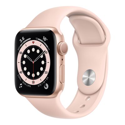 APPLE Watch Series 6 GPS (44mm, Gold Aluminum Case, Pink Sand Sport Band)