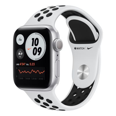 APPLE Watch Nike Series 6 GPS (44mm, Silver Aluminum Case, Pure Platinum/Black Nike Sport Band)