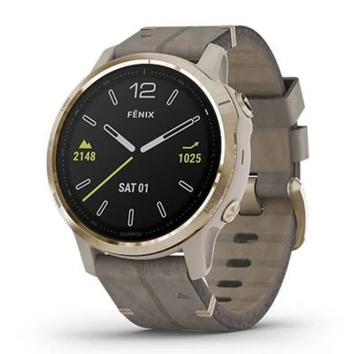 GARMIN Fenix 6S Sapphire สมาร์ทวอทช์ (30.04mm., ตัวเรือนสี Light Gold, สายสี Shale Gray)