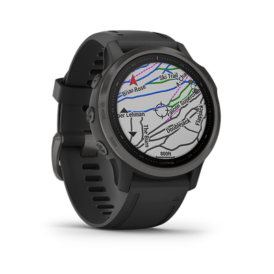 GARMIN Smart Watch (30.04mm,Carbon Black Case, Black Silicone Band)FENIX6S SAP
