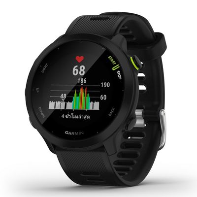 GARMIN Smart Watch (42 mm, Black Case, Black Band) Forerunner 55