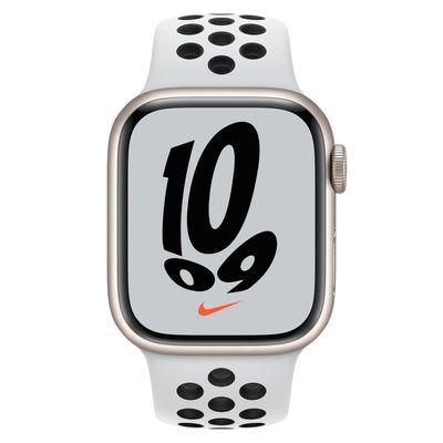 APPLE Watch Nike Series 7 GPS + Cellular (41mm, Starlight Aluminum Case, Pure Platinum/Black Nike Sport Ba