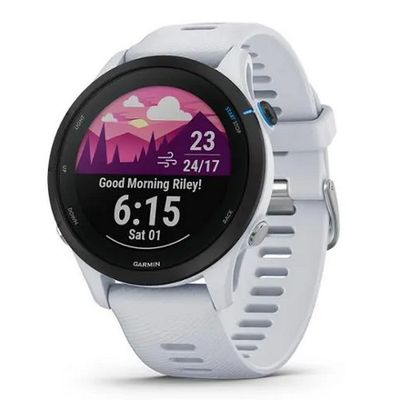 GARMIN Forerunner 255 Music GPS Wi-Fi Smart Watch (46 mm, White Stone Case, White Stone Band)