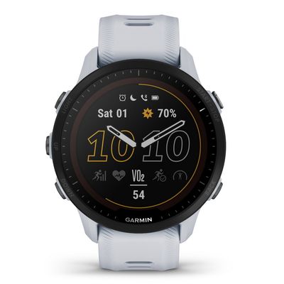 GARMIN Forerunner 955 Solar GPS สมาร์ทวอทช์ (46 mm, ตัวเรือนสี White Stone, สายสี White Stone)