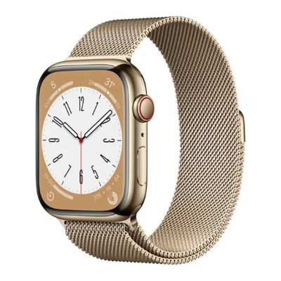 APPLE Watch Series 8 GPS + Cellular (45mm., Gold Stainless Steel Case, Gold Milanese Loop)