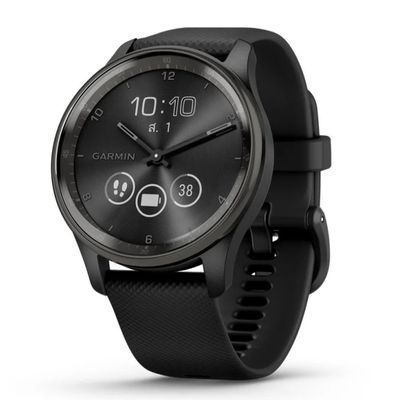 GARMIN Vivomove Trend Smart watch (40.4mm, Slate Stainless Steel Case, Black Band)