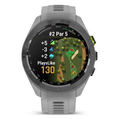 GARMIN Approach S70 Golf สมาร์ทวอทช์ (42mm., ตัวเรือนสีดำ, สายสี Powder Gray)