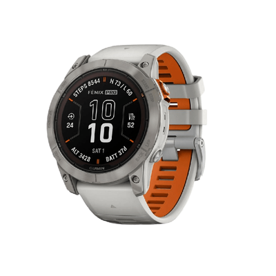 GARMIN สมาร์ทวอทช์ (51mm., ตัวเรือนสี Titanium with Fog Gray, สาย Ember Orange) รุ่น f?nix? 7X Pro