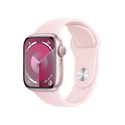 APPLE Watch Series 9 GPS 2023 (41mm., S/M Size, Pink Aluminum Case, Light Pink Sport Band)